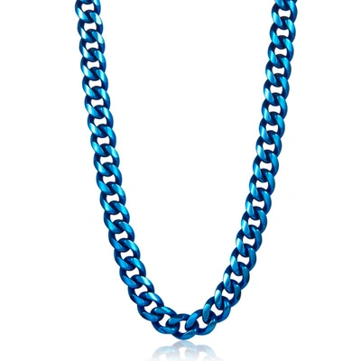 Crucible Jewelry Crucible Los Angeles Men's 14mm Stainless Steel Curb Necklace In Blue