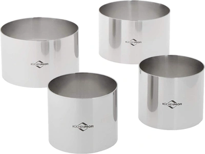 Kuchenprofi Cooking Ring Molds, 4 Piece Set, 2.5-inch & 3-inch, Stainless In Silver