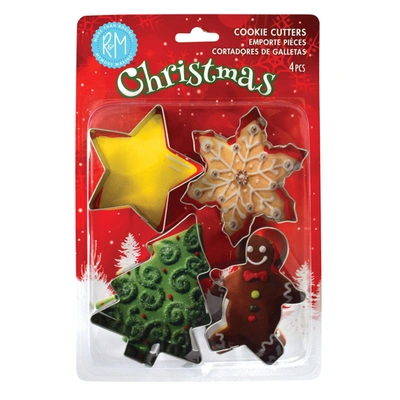 R & M International 4 Piece Christmas Cookie Cutter Set In Silver