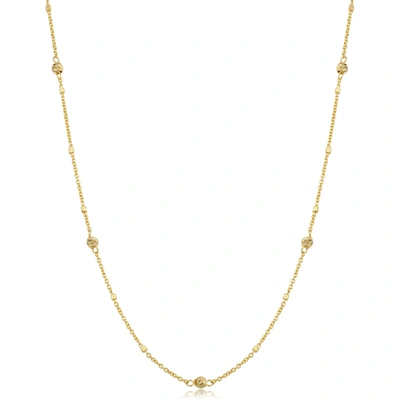 Fremada 14k Yellow Gold Cube And Bead Station Necklace (18 Inch)
