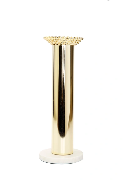 Classic Touch Decor Gold Taper Candle Holder On Marble Base - 12.5"h