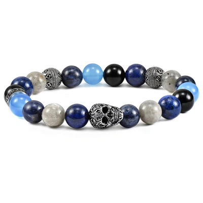 Crucible Jewelry Crucible Los Angeles Single Skull Stretch Bracelet In Blue