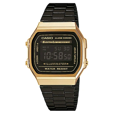 Casio Men's Black Dial Watch In Gold