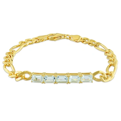 Mimi & Max 2 3/4 Ct Tgw Aquamarine Birthstone Link Bracelet In Yellow Plated Sterling Silver