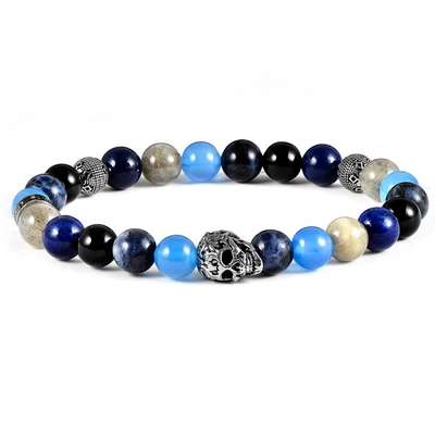 Crucible Jewelry Crucible Los Angeles Single Skull Stretch Bracelet In Blue