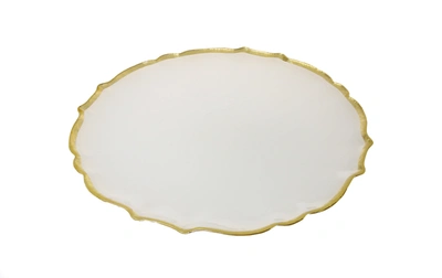 Classic Touch Decor Set Of 4 Opaque White Chargers With Gold Rim
