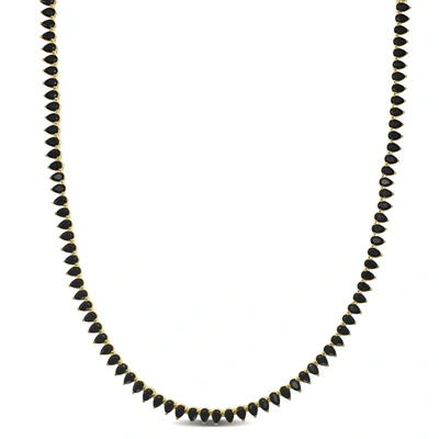 Mimi & Max 50 1/2 Ct Tgw Created Black Spinel Tennis Necklace In Yellow Plated Sterling Silver In White