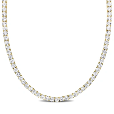 Mimi & Max 33 Ct Tgw Created White Sapphire Tennis Necklace In Yellow Plated Sterling Silver