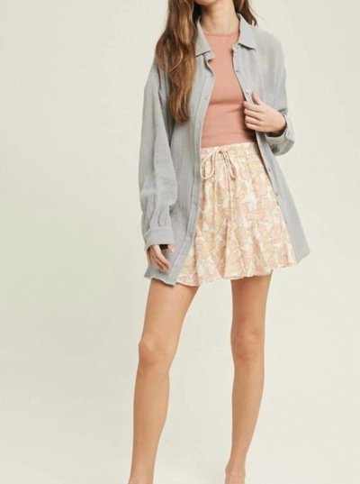 Wishlist Button Up Oversized Shirt In Pale Dove In Grey