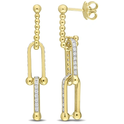 Mimi & Max 5/8 Ct Tw Diamond Link Drop Earrings In 14k Yellow Gold In White