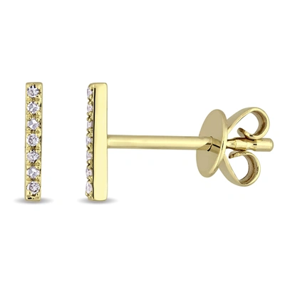 Mimi & Max Diamond Bar Earrings In 14k Yellow Gold In White