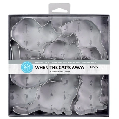 R & M International When The Cat's Away 5 Piece Cookie Cutter Set In Silver