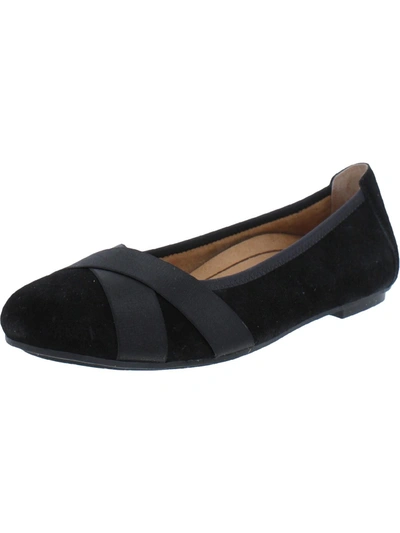 Vionic Maria Womens Suede Slip On Ballet Flats In Black