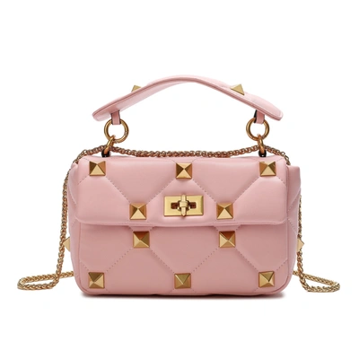 Tiffany & Fred Quilted And Studded Sheepskin Leather Shoulder Bag In Pink