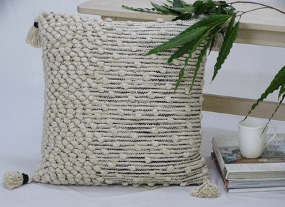 Vibhsa Beige Throw Pillow Handloom Woven