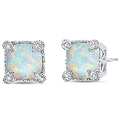 Nicole Miller Sterling Silver 8mm Cushion Cut Gemstone Stud Earrings In Multi