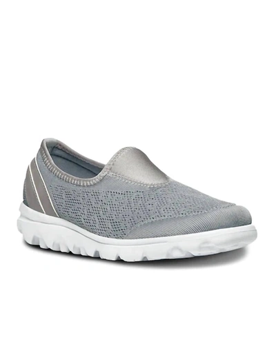 Propét Women's Travel Active Slip On Shoe - Medium Width In Silver Metallic In Grey