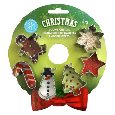 R & M International 6 Piece Mini Christmas Cookie Cutter Set In Silver