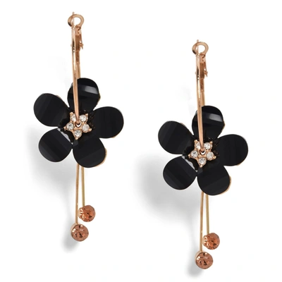 Sohi Floral Designer Drop Earrings In Black