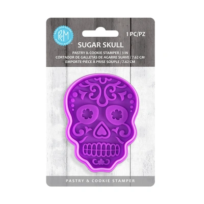 R & M International Day Of The Dead Sugar Skull 3-inch Cookie Stamp, Purple