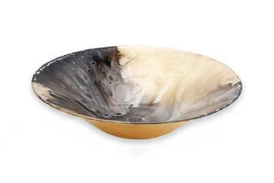 Classic Touch Decor 11.75"d Gold Marbelized Salad Bowl