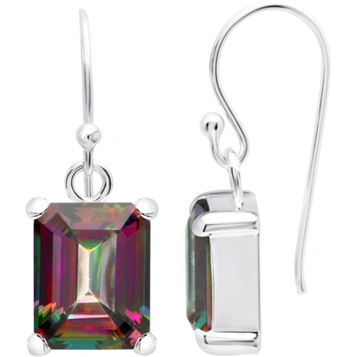 Max + Stone Sterling Silver 8x10 Emerald Cut Gemstone Earring In Multi