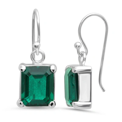 Max + Stone Sterling Silver 8x10 Emerald Cut Gemstone Earring In Green