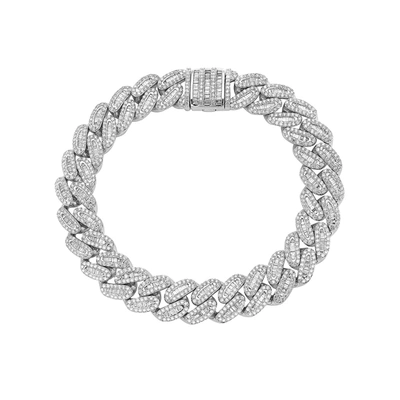Fine Jewelry 8" All Over Diamond Curb Chain Bracelet 14k Gold In Silver