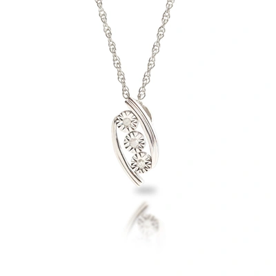 Max + Stone Sterling Silver Three Stone Natural Diamond Necklace With Adjustable 18"-20" Rope Chain