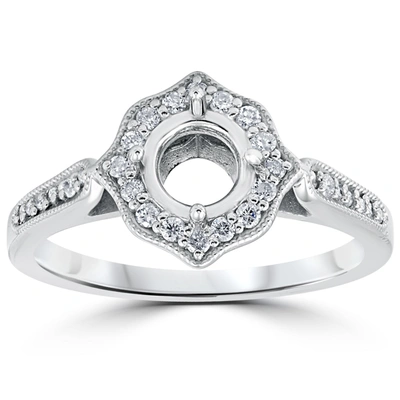 Pompeii3 1/5ct Vintage Halo Diamond Engagement Ring Setting 14k White Gold With Milgrain In Multi