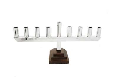 Classic Touch Decor Stainless Steel Straight Menorah With Black Square Base