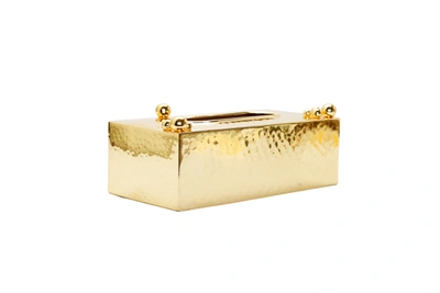 Classic Touch Decor Gold Hammered Tissue Box With Ball Design
