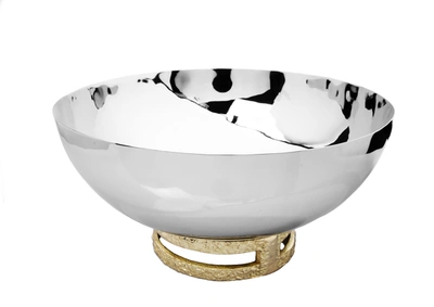 Classic Touch Decor 11.5" Stainless Steel Bowl With Gold Loop Base
