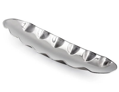 Classic Touch Decor Stainless Steel Boat Dish With Wavy Edge - 19.25"l X 4.25"w
