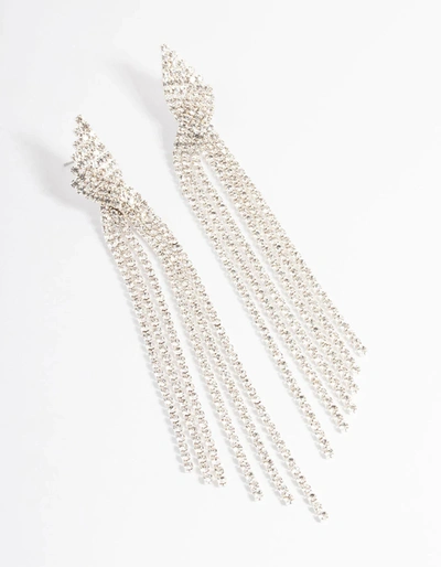 Lovisa Rhodium Statement Strand Twist Drop Earrings In Silver