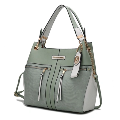Mkf Collection By Mia K Sofia Vegan Leather Tote With Keyring In Green