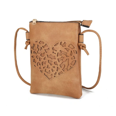 Mkf Collection By Mia K Heartly Vegan Leather Small Crossbody Handbag In Beige