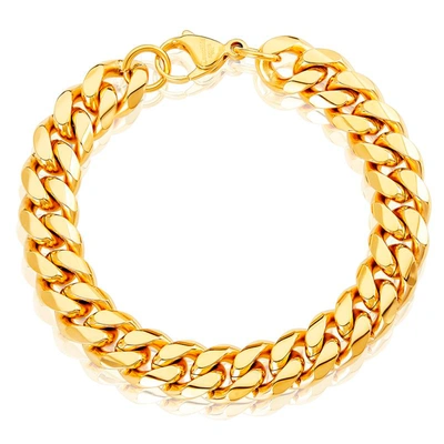 Crucible Jewelry Crucible Los Angeles Men's 12mm Stainless Steel Curb Bracelet In Gold