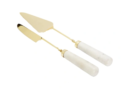 Classic Touch Decor Gold Cake Servers With Marble Handles
