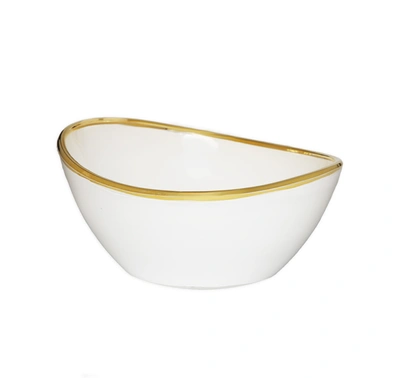 Classic Touch Decor White Dessert Bowl With Gold Rim