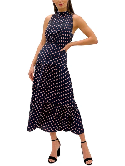 Sam Edelman Womens Polka Dot Tie Neck Maxi Dress In Multi
