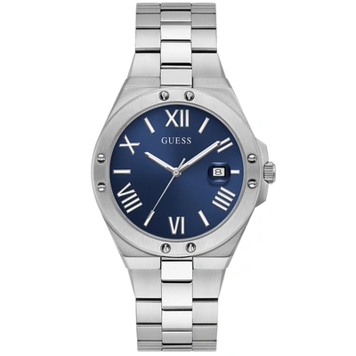 Guess Men's Classic Blue Dial Watch In Silver