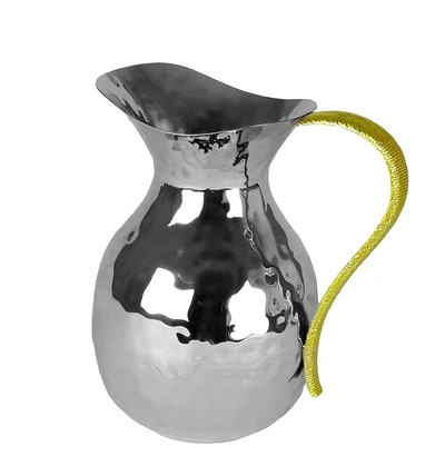 Classic Touch Decor Stainless Steel Pitcher With Gold Handle