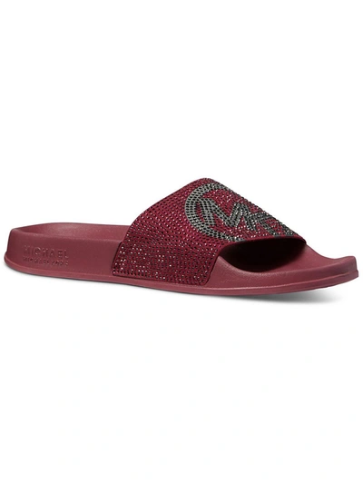 Michael Michael Kors Gilmore Womens Slip-on Embellished Slide Sandals In Red