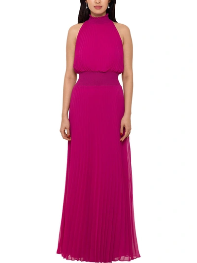 Xscape Womens Pleated Maxi Evening Dress In Pink