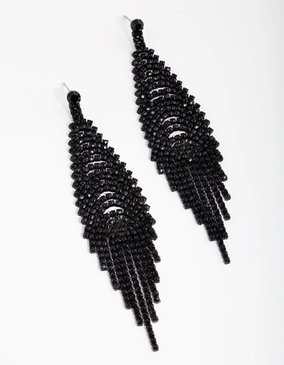 Lovisa Matte Cup Chain Waterfall Earrings In Black