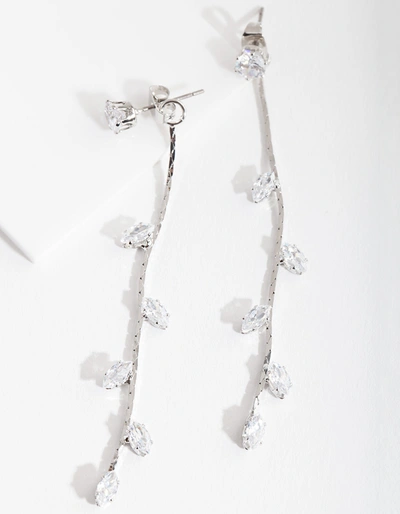 Lovisa Cubic Zirconia Floral String Earrings In Silver