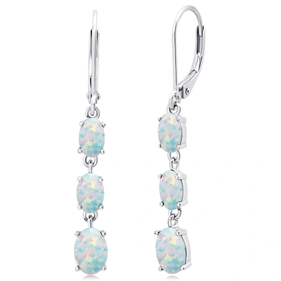 Max + Stone Gemstone Oval Shape Dangle Earrings In 925 Sterling Silver (1.5")