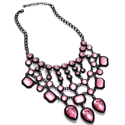 Sohi Pink Color Trendy Designer Stone Necklace For Women's In Red