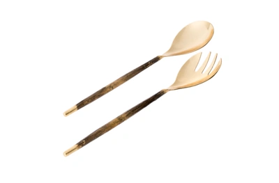 Classic Touch Decor Set Of 2 Gold Salad Servers